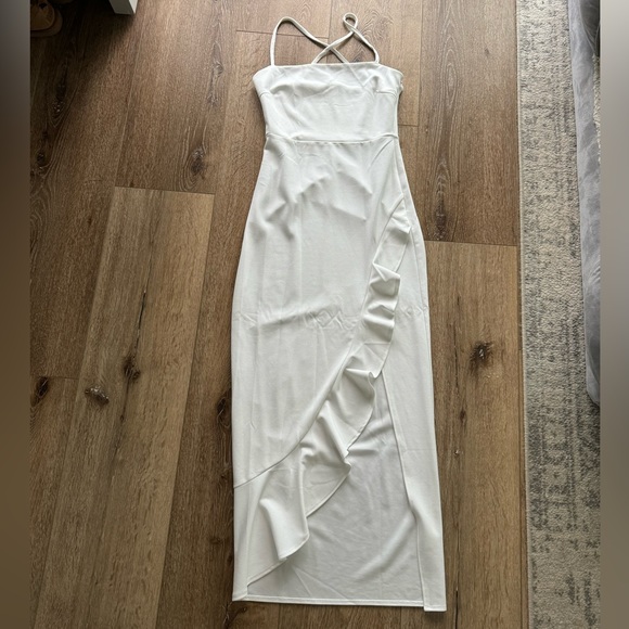 White Multi Vasant Dress With Slit